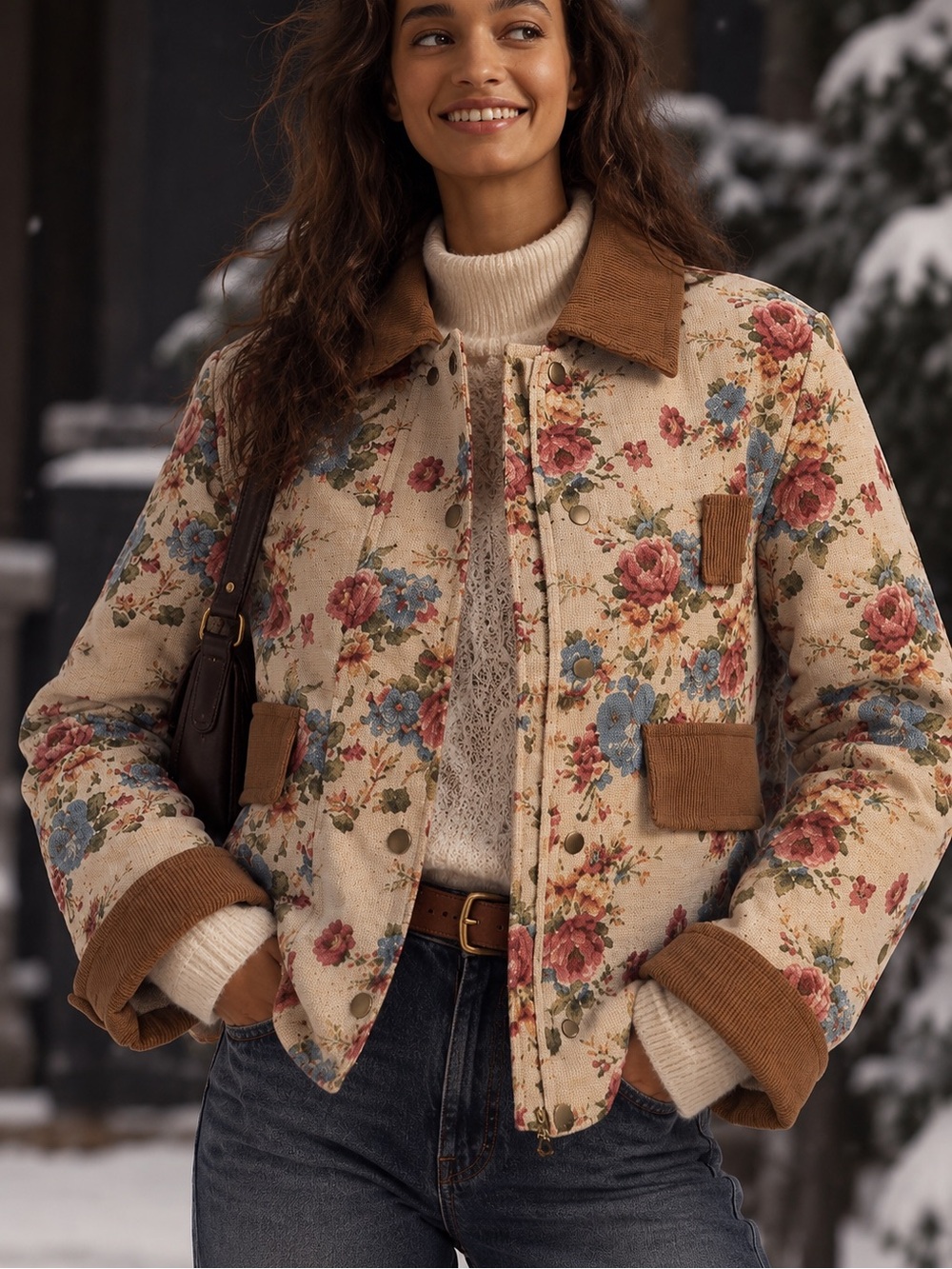 NWT Avec Les Filles Vintage-Inspired Tapestry Barn Jacket Feminine Rustic Charm